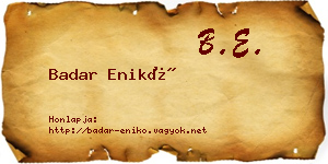 Badar Enikő névjegykártya